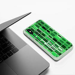 Чехол iPhone XS Max матовый Зелёные прямоугольники, цвет: 3D-салатовый — фото 2