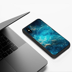 Чехол iPhone XS Max матовый Голубая небула, цвет: 3D-черный — фото 2