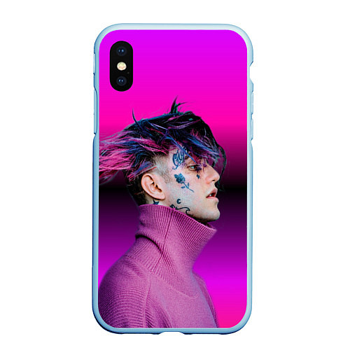 Чехол iPhone XS Max матовый Lil Peep фиолетовый лук / 3D-Голубой – фото 1