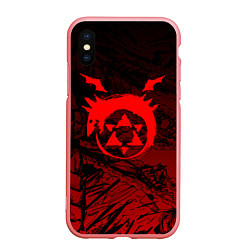 Чехол iPhone XS Max матовый Красный знак уроборос - Стальной алхимик, цвет: 3D-баблгам