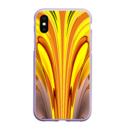 Чехол iPhone XS Max матовый Вытянутые желтые полосы, цвет: 3D-светло-сиреневый