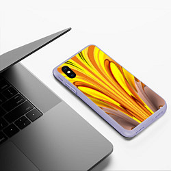 Чехол iPhone XS Max матовый Вытянутые желтые полосы, цвет: 3D-светло-сиреневый — фото 2