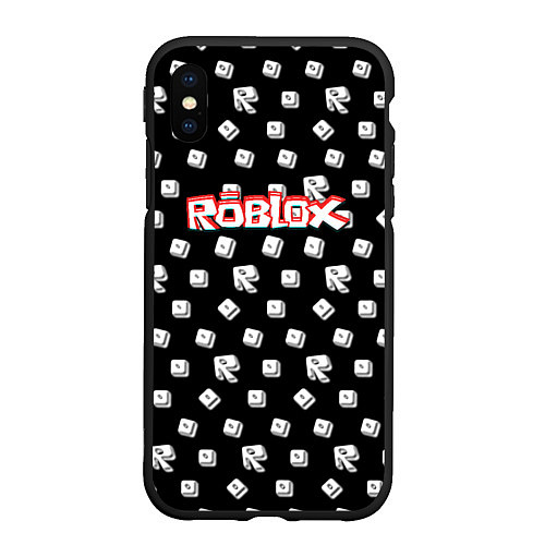 Чехол iPhone XS Max матовый Roblox pattern game / 3D-Черный – фото 1