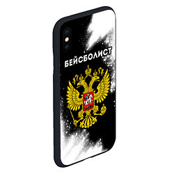 Чехол iPhone XS Max матовый Бейсболист из России и герб РФ, цвет: 3D-черный — фото 2