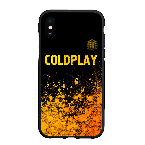 Чехол iPhone XS Max матовый Coldplay - gold gradient посередине / 3D-Черный – фото 1