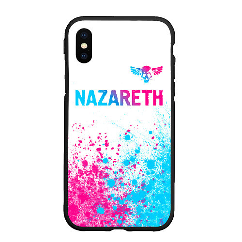 Чехол iPhone XS Max матовый Nazareth neon gradient style посередине / 3D-Черный – фото 1