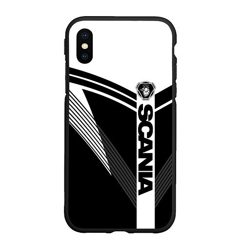 Чехол iPhone XS Max матовый Scania логотип на абстрактном фоне / 3D-Черный – фото 1