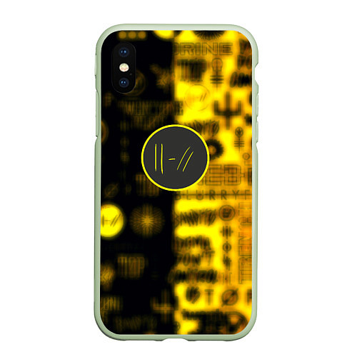 Чехол iPhone XS Max матовый Twenty one pilots yellow music / 3D-Салатовый – фото 1