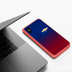 Чехол iPhone XS Max матовый Chevrolet carbon gradient, цвет: 3D-красный — фото 2