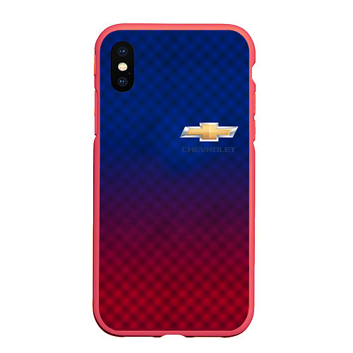 Чехол iPhone XS Max матовый Chevrolet carbon gradient / 3D-Красный – фото 1