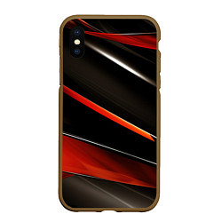 Чехол iPhone XS Max матовый Красные и черные вставки