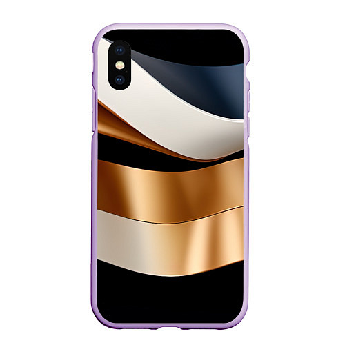 Чехол iPhone XS Max матовый Золотистые вставки абстракции / 3D-Сиреневый – фото 1
