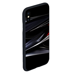 Чехол iPhone XS Max матовый Black red abstract, цвет: 3D-черный — фото 2