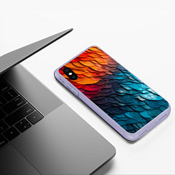 Чехол iPhone XS Max матовый Желто синяя чешуя, цвет: 3D-светло-сиреневый — фото 2