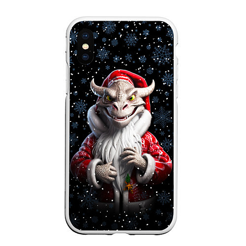 Чехол iPhone XS Max матовый Santa dragon / 3D-Белый – фото 1