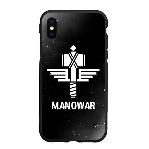 Чехол iPhone XS Max матовый Manowar glitch на темном фоне / 3D-Черный – фото 1