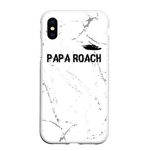 Чехол iPhone XS Max матовый Papa Roach glitch на светлом фоне посередине / 3D-Белый – фото 1