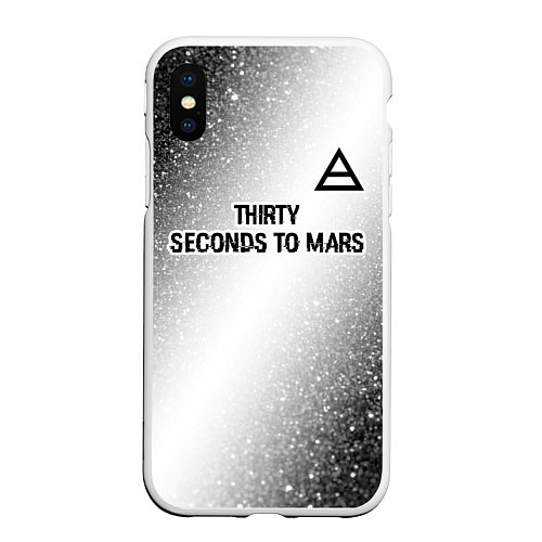Чехол iPhone XS Max матовый Thirty Seconds to Mars glitch на светлом фоне посе / 3D-Белый – фото 1