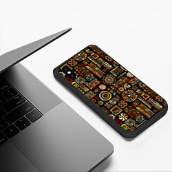 Чехол iPhone XS Max матовый Африканский этнический орнамент, цвет: 3D-черный — фото 2