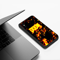 Чехол iPhone XS Max матовый Doom огненный стиль ад марса, цвет: 3D-черный — фото 2