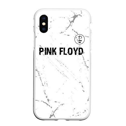 Чехол iPhone XS Max матовый Pink Floyd glitch на светлом фоне посередине / 3D-Белый – фото 1