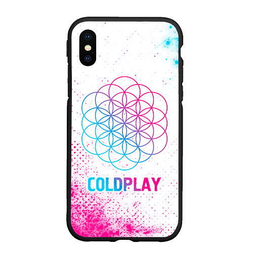 Чехол iPhone XS Max матовый Coldplay neon gradient style / 3D-Черный – фото 1