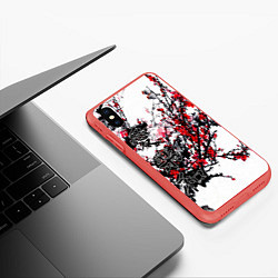 Чехол iPhone XS Max матовый Японский стиль иероглифы, цвет: 3D-красный — фото 2