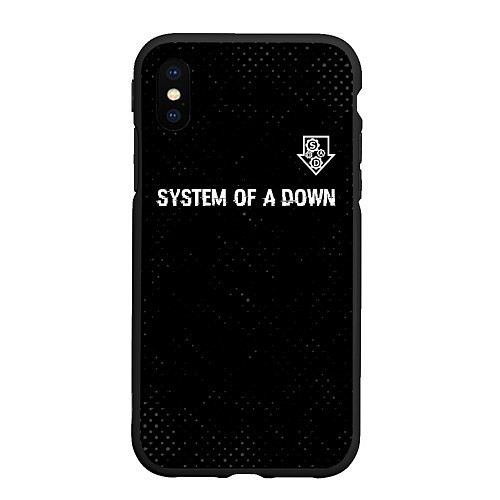 Чехол iPhone XS Max матовый System of a Down glitch на темном фоне посередине / 3D-Черный – фото 1