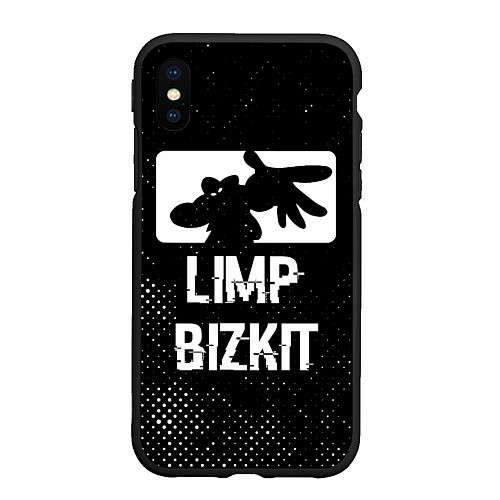 Чехол iPhone XS Max матовый Limp Bizkit glitch на темном фоне / 3D-Черный – фото 1