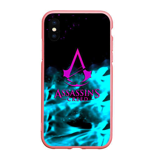 Чехол iPhone XS Max матовый Assassins Creed flame neon / 3D-Баблгам – фото 1