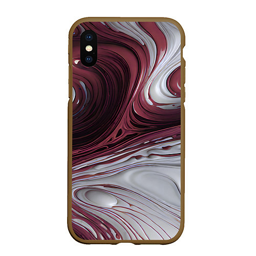 Чехол iPhone XS Max матовый Бело-розовая краска / 3D-Коричневый – фото 1