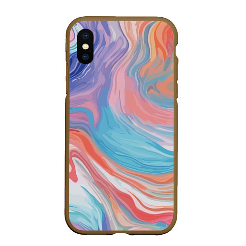 Чехол iPhone XS Max матовый Цветной вихрь / 3D-Коричневый – фото 1