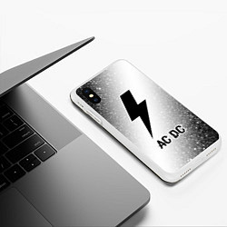 Чехол iPhone XS Max матовый AC DC glitch на светлом фоне, цвет: 3D-белый — фото 2