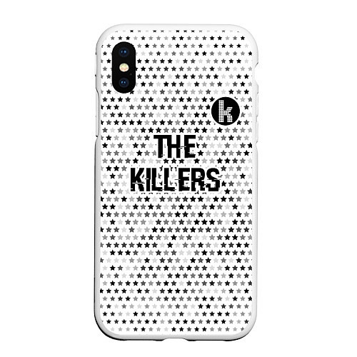 Чехол iPhone XS Max матовый The Killers glitch на светлом фоне посередине / 3D-Белый – фото 1