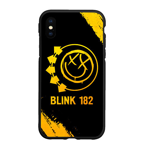 Чехол iPhone XS Max матовый Blink 182 - gold gradient / 3D-Черный – фото 1
