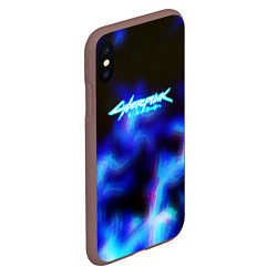 Чехол iPhone XS Max матовый Cyberpunk 2077 fire, цвет: 3D-коричневый — фото 2