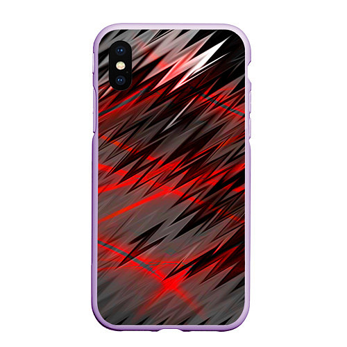 Чехол iPhone XS Max матовый Красные полосы надрезы / 3D-Сиреневый – фото 1
