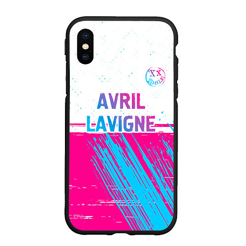 Чехол iPhone XS Max матовый Avril Lavigne neon gradient style посередине / 3D-Черный – фото 1