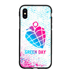 Чехол iPhone XS Max матовый Green Day neon gradient style, цвет: 3D-черный