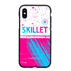 Чехол iPhone XS Max матовый Skillet neon gradient style посередине, цвет: 3D-черный