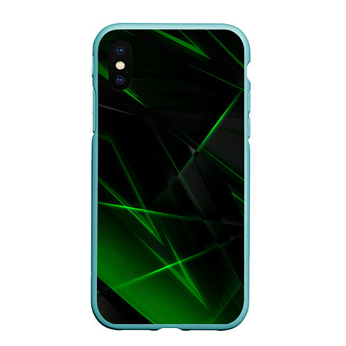 Чехол iPhone XS Max матовый Зелёные узоры текстура / 3D-Мятный – фото 1