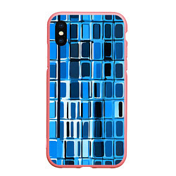 Чехол iPhone XS Max матовый Синие прямоугольники