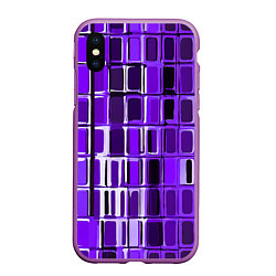 Чехол iPhone XS Max матовый Фиолетовые прямоугольники