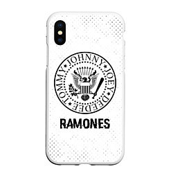 Чехол iPhone XS Max матовый Ramones glitch на светлом фоне, цвет: 3D-белый