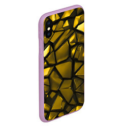 Чехол iPhone XS Max матовый Золотые хромированные осколки, цвет: 3D-сиреневый — фото 2