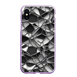 Чехол iPhone XS Max матовый Чёрно-белая сетка, цвет: 3D-сиреневый