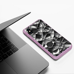 Чехол iPhone XS Max матовый Чёрно-белая сетка, цвет: 3D-сиреневый — фото 2