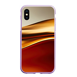 Чехол iPhone XS Max матовый Бежевые и золотистые волны