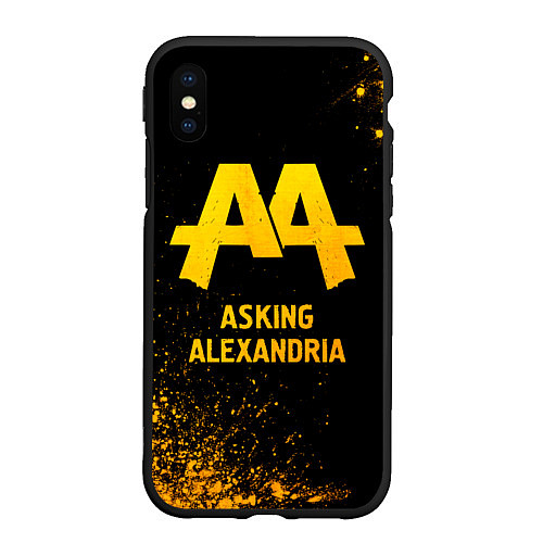 Чехол iPhone XS Max матовый Asking Alexandria - gold gradient / 3D-Черный – фото 1