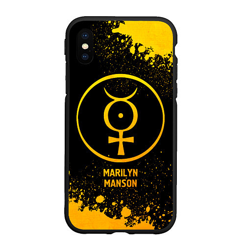 Чехол iPhone XS Max матовый Marilyn Manson - gold gradient / 3D-Черный – фото 1